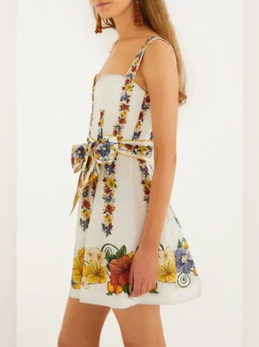 new Farm Rio tropi off-white belted bustier mini dress - Picture 3 of 8
